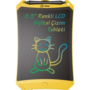 Wicue 8.5” Mıknatıslı LCD Dijital Renkli Çizim Tableti – Sarı
