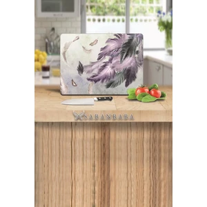 Kuş Tüyü Desen Cam Kesme Tahtası 30 x 40 cm