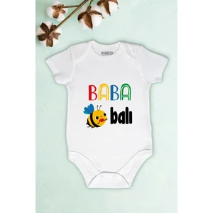 Bebek Beyaz Baba Balı Baskılı Body Zıbın