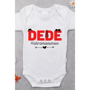 Kahramanımsın Dede Desenli Kısa Kol Body