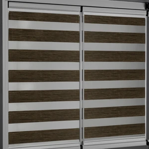 Ölçüye Özel Koyu Kahve Bambu Cam Balkon ve Sürgülü Cam Perdesi Yapıştırmalı Zebra Perde VCB2811