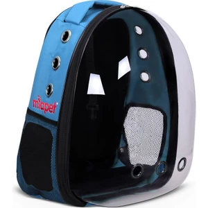 Miapet Şeffaf Astronot Kedi Köpek Taşıma Çantası 42 x 22 x 33 cm Mavi