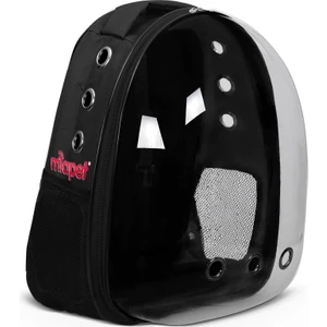 Miapet Şeffaf Astronot Kedi Köpek Taşıma Çantası 42 x 22 x 33 cm Siyah