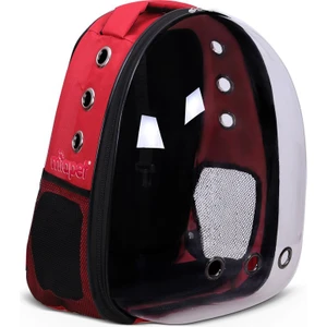 Şeffaf Astronot Kedi Köpek Taşıma Çantası 42 x 22 x 33 cm Kırmızı