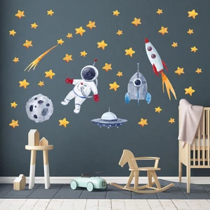 Sticker Ekspres Astronot Uzay Macerası Çocuk Odası Duvar Sticker Seti