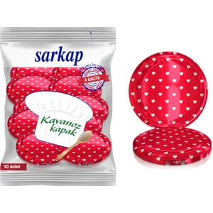 Hijyenik Paketli 10 Adet Kavanoz Kapağı - Kırmızı Kalp - 82mm