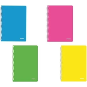 A4 Neon Serisi Spiralli Pp Kapak Kareli Defter 4'lü