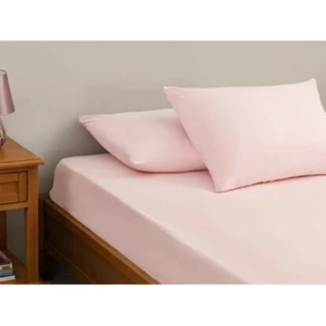 Mer-tim Ezberbozan Ev Tekstili Ranforce Kumaş Lastiksiz Tek Kişilik Çarşaf Takımı 160x240 Toz Pembe