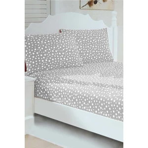 Ranforce Kumaş Gri Yıldız Desenli Çarşaf Takımı 140x190