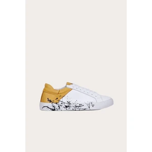 Bueno Shoes Beyaz Sarı Deri Kadın Sneakers