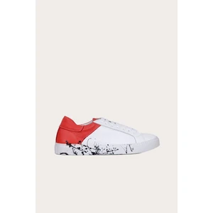 Bueno Shoes Beyaz Turuncu Deri Kadın Sneakers