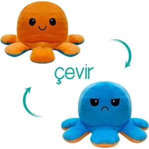 Peluş Duygulu Ahtapot Oyuncak 17 cm Mavi