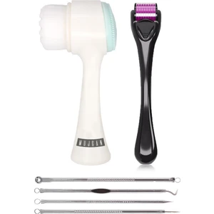 Mujgan 3'lü Cilt Temizleme Seti  Cilt Temizleme Fırçası Klasik + Siyah Nokta Temizleyici Komedon + Dermaroller Titanyum 540 Iğneli 0.5 mm Mujgan