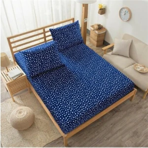 Mer-tim Ezberbozan Ev Tekstili Çift Kişilik Lastiksiz Lacivert Yıldız Desenli Çarşaf Takımı 240x260