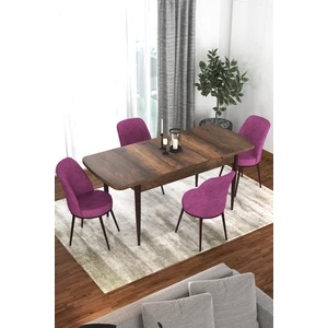 Concept Via Barok Açılabilir Mutfak Masası, Yemek Masası Masa + 4 Mor Sandalye