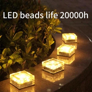 4 Adet Solar Güneş Enerjili Buz Cam Zemin Dekoratif Bahçe Aydınlatma Led Kristal Havuz