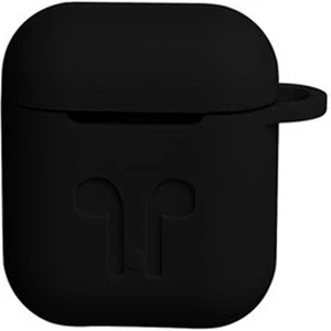 Airpods Kulaklık ve Şarj Ünitesi Için Silikon Kılıf + Kulaklık Askılık + Çengel - Siyah