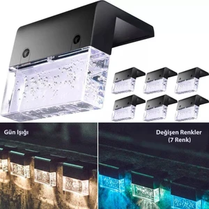 6adet Solar Güneş Enerjili Köşebent Merdiven Bahçe Dekorasyon Aydınlatma Led Lamba 2 Mod