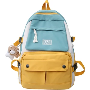 Kontrast Renkli Unisex Okul Sırt Çantası-Sarı (Yurt Dışından)