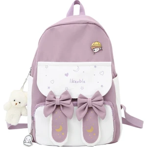 Büyük Kapasiteli Grafiti Desenli Okul Sırt Çantası-Mor