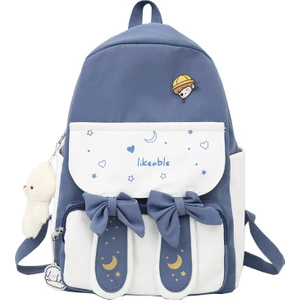 Büyük Kapasiteli Grafiti Desenli Okul Sırt Çantası-Mavi