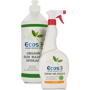 Süper Yağ Çözücü Sprey 750 Ml+Organik Elde Bulaşık Deterjanı 500 ml