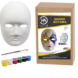 Maske Boyama Seti Eğitici Maske Boyama 6'lı Boya Maske ve Fırça Eğlenceli Aktivite