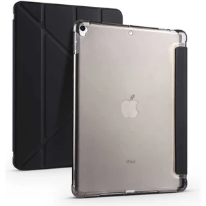 Case 4U Apple iPad 10.2 (8.Nesil) Kılıf Kalem Bölmeli Tri Folding Smart Standlı Pu Deri Arkası Yumuşak Silikon 360 Tam Koruma Siyah