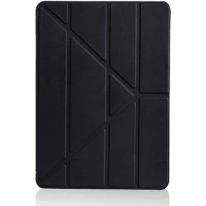 Case 4U Apple iPad 6 Air 2 Kılıf Kalem Bölmeli Tri Folding Smart Standlı Pu Deri Arkası Yumuşak Silikon 360 Tam Koruma Siyah
