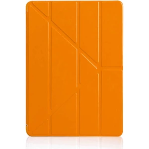 Case 4U Apple iPad 6 Air 2 Kılıf Kalem Bölmeli Tri Folding Smart Standlı Pu Deri Arkası Yumuşak Silikon 360 Tam Koruma Turuncu