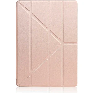 Case 4U Apple iPad 5 Air Kılıf Kalem Bölmeli Tri Folding Smart Standlı Pu Deri Arkası Yumuşak Silikon 360 Tam Koruma Gold