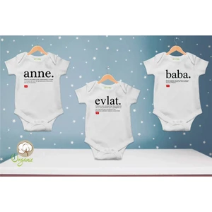 Unisex Bebek Beyaz Anne - Baba - Evlat 3'lü Zıbın Seti