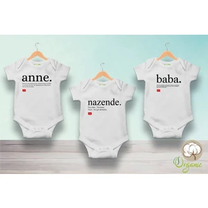 Unisex Bebek Beyaz Anne - Baba - Nazende 3'lü Zıbın Seti