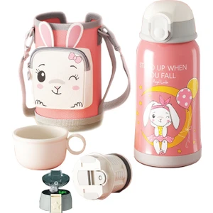 550ML Paslanmaz Çelik Su Şişesi Sıcaklık Göstergesi Çocuklar Hayvanlar Vakum Şişesi Saman Bpa Içermez (Yurt Dışından)