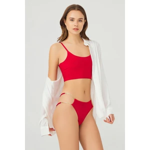 Kırmızı Tüllü Ayarlanabilir Lastikli Brezilya Külot