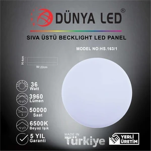 Dünya LED 36W Sıva Üstü Backlight LED Panel