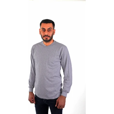 Eserıs  V Yaka Uzun Kol Penye Iş Tişörtü  Cepli 
