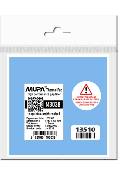 Mupa Termal Ped / Thermal Pad 1.0mm 3.0W/MK 100X100MM M3038