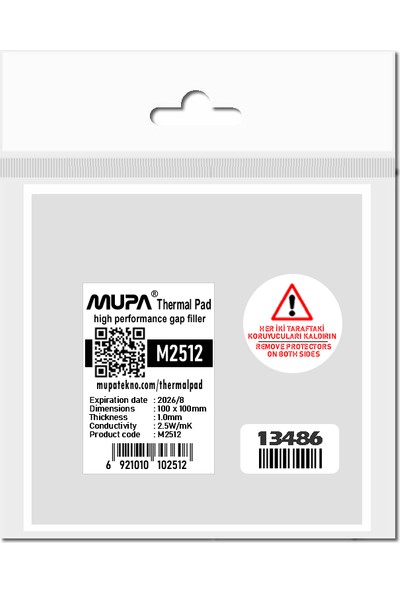 Mupa Termal Ped / Thermal Pad 1.0mm 2.5W/MK 100X100MM M2512