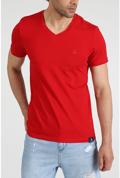 Adam Boxes Erkek V Yaka T-Shirt Neo-Alpes Kırmızı
