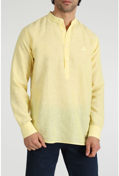 Adam Boxes Slim Fit Hakim Yaka Gömlek Neo-Tranquil Açık Sarı