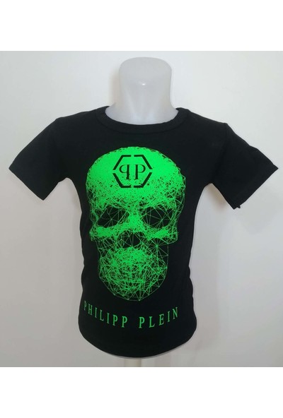 Philipp Plein Erkek Çocuk Kuru Kafa Kabartma Baskılı Kısa Kollu T-Shirt