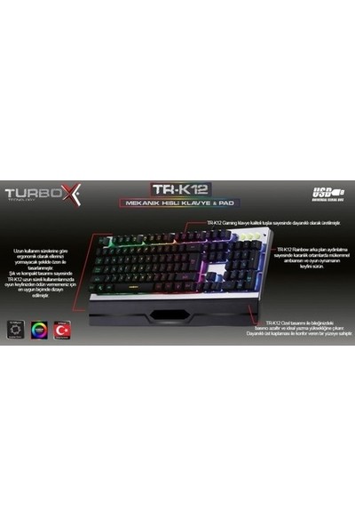 Eygi TR-K12 Rgb Işıklı Metal Kasa Bilek Padli Gaming Klavye