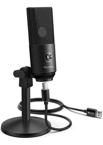 K670B USB Mikrofon - Yayıncı - Gamer - Bilgisayar - Podcast Mikrofonu (Siyah)