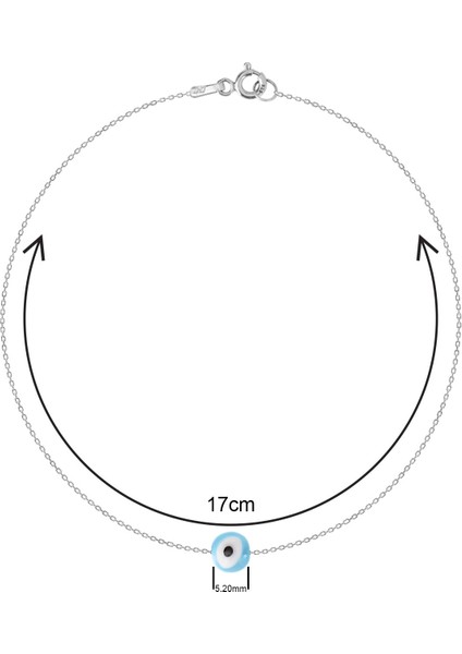 Nazar Boncuklu Gümüş Rengi Kaplama Gümüş Bileklik