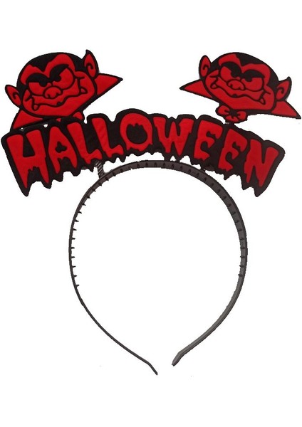 Cadılar Bayramı Halloween Yazılı Kırmızı Renk Vampir Tacı