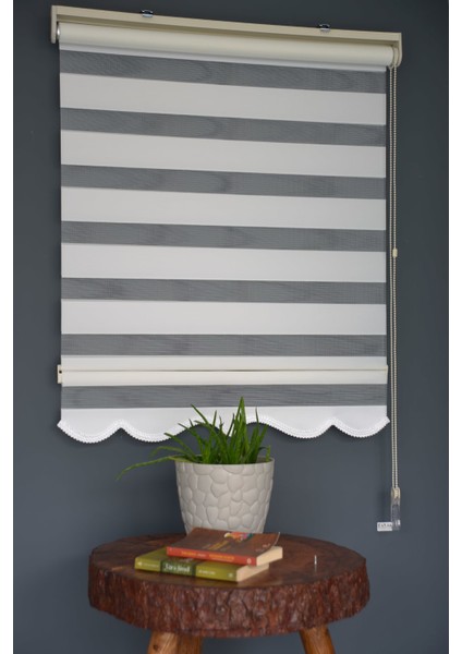 Zebra Stor Perde Ba-02 Beyaz Renk Etekli Bambu 260 x 200 cm