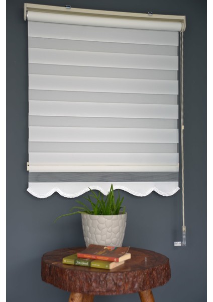 Zebra Stor Perde Ba-02 Beyaz Renk Etekli Bambu 260 x 200 cm