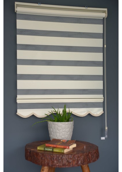 Zebra Stor Perde Ba-04 Krem Renk Etekli Bambu 100 x 200 cm
