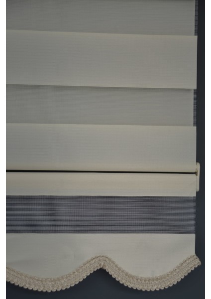 Zebra Stor Perde Ba-04 Krem Renk Etekli Bambu 100 x 200 cm